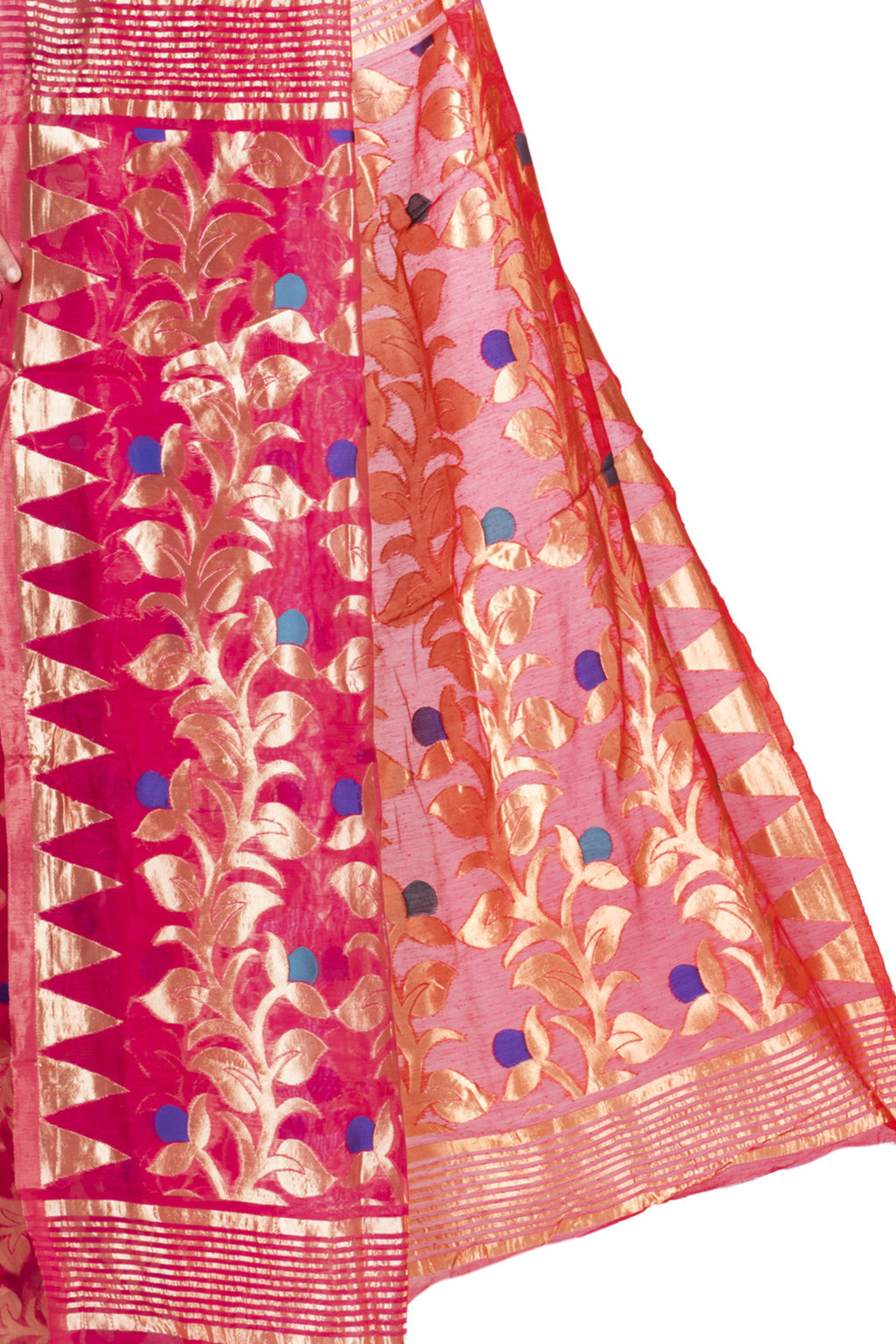 Pink Pure Cotton Lataguti_Jmdni Jamdani Saree (689)